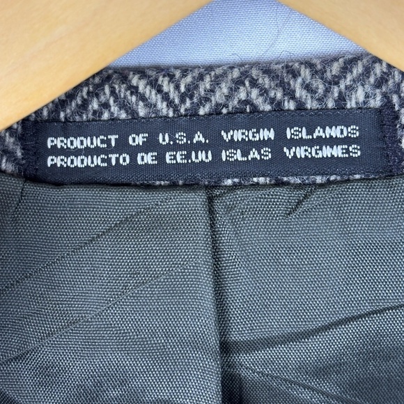 Mens 100% Shetland Wool Blazer Sport Coat Towncraft 42L Gray Herringbone Classic - Picture 7 of 13